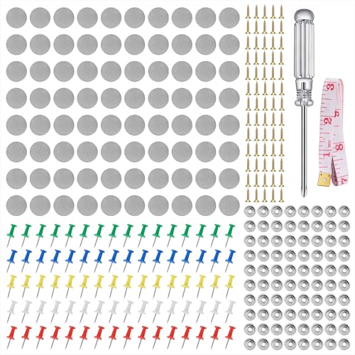 Qzakce Kit Reparacion Techo Coche Despegado 80 Sets Chinchetas Techo Coche con 80 Pasadores de Colores 1 Destornillador 1 Cinta Métrica para Todos los Techos Coches Fijos, Gris