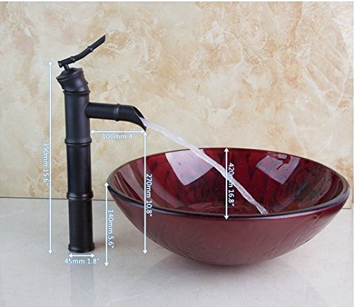 Art lavabo rose rouge en verre peint Gowe pour créer une salle de bain de style spa