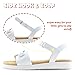 Vonair Girls Sandals Strappy Cute Flats Dress Sandals for Girls Kids Summer Shoes Open Toe with Hook Loop Size 3 White Big Kid