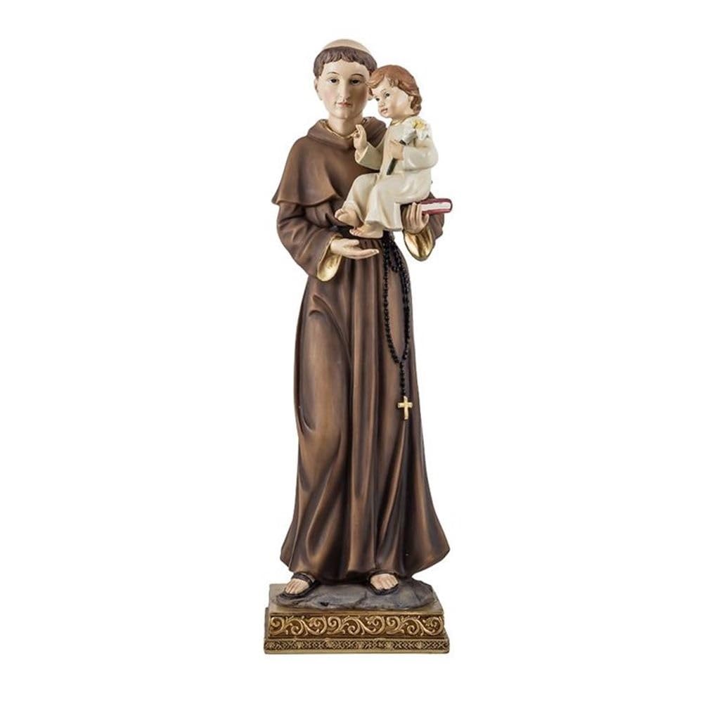 San Antonio de Padua Figura Religiosa 42 cm. Imagen Resina Detalle niño peana