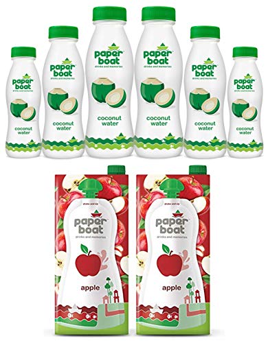 Image of Paper Boat Coconut Water, 200ml (Pack of 6) + Paper Boat Apple, 2 x 1 L