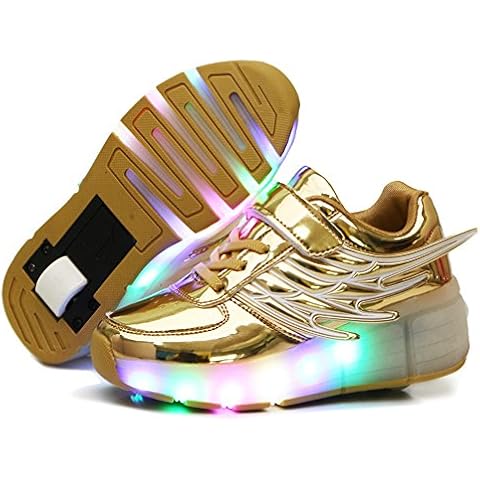 Nsasy Kids Roller Shoes Boy Girl Sneakers with Wheels Become Sport Sneaker with Led for Children Gift Size: 3 Little Kid Cover