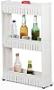 HYGRAD® Kitchen Storage Trolley, Slide-Out Utility Rolling Cart with Wheels & Handle, Mobile Shelving Unit Organizer for Living Room Office & Laundry Room (White, 3 Tier)