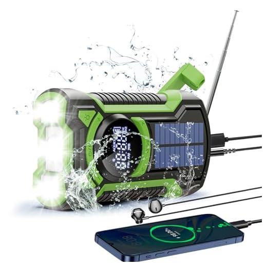 Emergency Weather Radio, Waterproof Bluetooth Portable AM/FM/NOAA Weather Radio, 5000mAh USB Hand Crank Solar Radio, Phone Charger, Flashlight, SOS