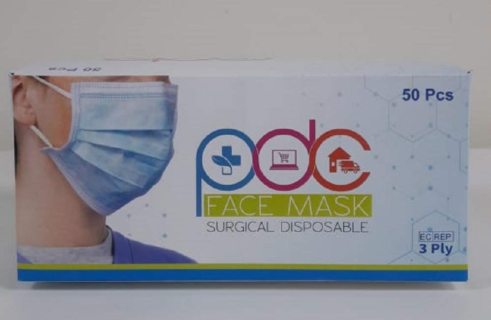 PDC3 Ply Face Mask Surgical Disposable 50 Masks Box