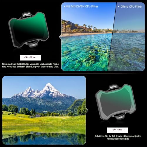 MINGVEN Avata 2 ND Filter, UV+CPL + ND Filter Set, Kameraobjektiv mit DJI Avata 2, 6-Pack (CPL, UV, ND8, ND16, ND32, ND64)