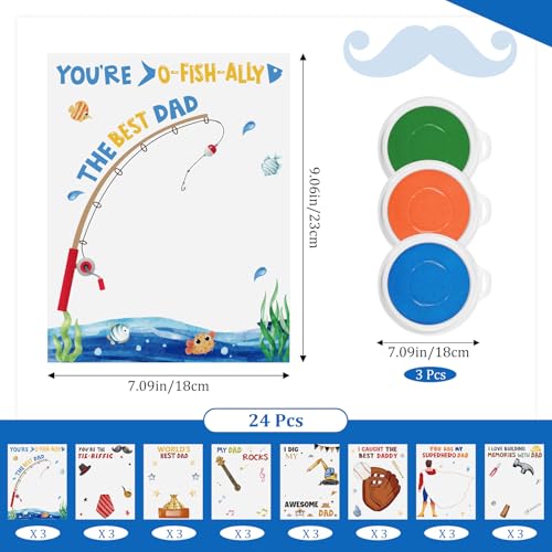 Cinrobiye 24set Fathers Day Crafts Father’s Day Handprint Craft DIY Kit Happy Fathers Day Hand Print Kits Greeting Cards with 3 Pcs Large Ink Pads for Family School Classroom Fun Activities Party by Cinrobiye - Used condition - Image 2