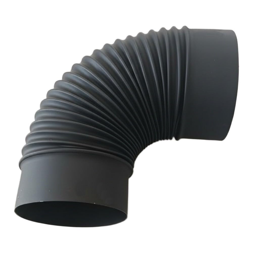 Ofenrohr, Ofenrohr, Rauchrohr, 90 Grad Bogen für Kamin, Edelstahl, hitzebeständig, einfache Installation, Schwarz, 150 mm, 1 Packung