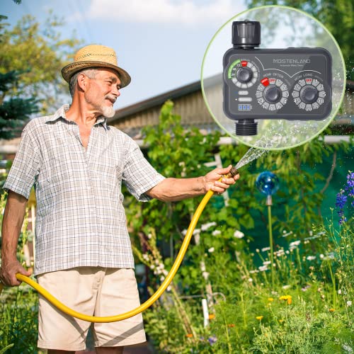 Moistenland Sprinkler Timer, Hose Timer, Lawn & Garden Watering Equipment, Programmable Water Timer with Rain Delay/Manual/Automatic Irrigation System, IP54 Waterproof