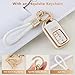 PIFOOG Key Fob Cover for Honda 5 Buttons Car Keys Case TPU Accessories for Honda Accord Civic CRV Pilot Passort Insight Smart Key Protector Bling Keychain Girly Women White Gold