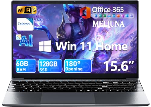 Image of 15.6 Inch Laptop with Office 365, 6GB RAM 128GB SSD, Quad-Core Processor, Win 11 Home Laptops Computer, Type-C, WiFi 5, BT 4.2, IPS FHD, 180Viewing, Portable Thin Business Student Laptops