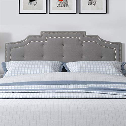 Corliving Light Gray Fabric Crown Silhouette Headboard - King #TOP1
