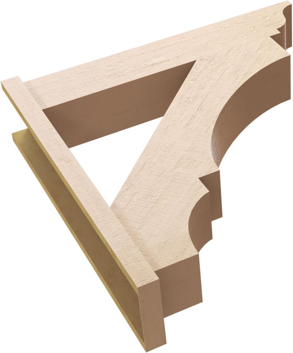 Ekena Millwork 8"W x 36"D x 36"H Balboa Traditional Rough Cedar Woodgrain TimberThane Outlooker, Primed Tan