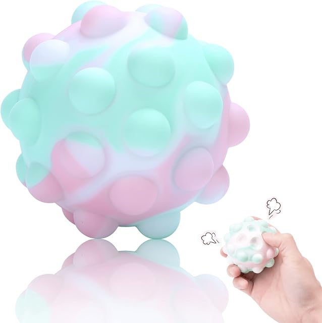 Pop it Ball Fidget Toy ,Push Bubble Pop it Stress Ball,Fidget Sensory Ball Toy Squeeze Ball,Silicone 3D Fidget Ball Pop it for Kids Adults Christmas Stocking Stuffers Party Favors Gift Bag Filler