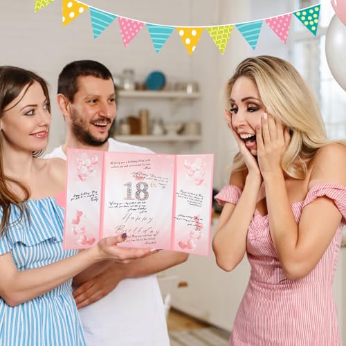 Image of Pink Gold Birthday Party Decorations,18 inch x 12 inch Creative Birthday Decorations Guest Sign in Book Alternative, for Men and Women of All Ages, Happy Birthday Party Supplies