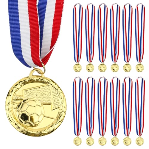 Acrridi Soccer Gold Medals for Awards 1st Winner Medals for Sports Competitions Party Olympic Style 2 Inches (12 Soccer)