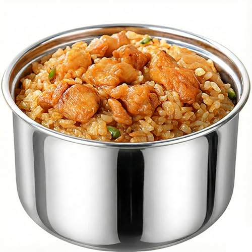 Rice Cooker Replacement Pot, Stainless Steel Non-Stick Inner Pot with Durable Upgrade & Even Heating for Perfect Rice (Please Confirm Size and Shape Before Purchase)