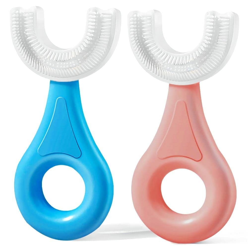 Smile Baby U Shaped Toothbrush for Kids, Food Grade Soft Silicone Brush Head, 360° Oral Teeth Cleaning Tools, Children Infant U Shape Manual Toothbrush (2-6 Years | Blue) (Pink/Blue-A001) (B0CDGM6FYP) Amazon Price History, Amazon Price Tracker