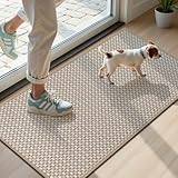 U'Artlines Door Mat 17'x29',Non Slip Rubber Backing Floor Mats, Absorbent Dirt Resistant Low-Profile Doormats, Front Door Mat for Indoor Outdoor Entry, Patio, Porch Beige