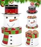 MZJAUVF 3Stück Weihnachtsdosen, 3Etagen Weihnachten Keksdose Metall, Blechdosen Mit Deckel, Keksdose Weihnachten, Kleine Plätzchendose für Süßigkeiten, Schokolade und Geschenk