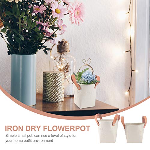 Yardwe 2Pcs Vasos de Metal Vintage Estilo Country Rústico Vaso de Flores de Ferro Recipiente Suculen