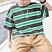 Girls Boys Striped Shirt Toddler Kids Fashion Summer Cotton Oversized Tops Tween Casual Crewneck (Green, 3-4 Years)