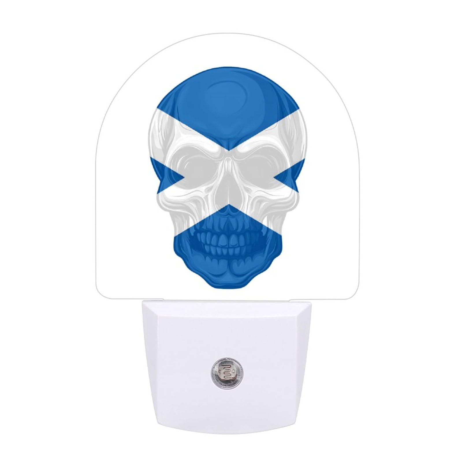 Scotland Flag Skull LED Night Light Plug in Night Light with Dusk to Dawn Sensor for Bedroom, Bathroom, Hallway 11.2x7.5x5cm