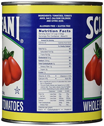Sclafani Whole Peeled Tomatoes, 28 Ounce (Pack of 12)
