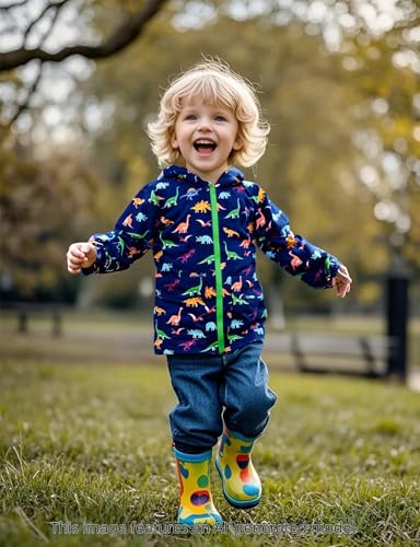 Image of COSLAND Toddler Boys Girls Rain Jacket Waterproof Hooded Raincoat, 2-5T