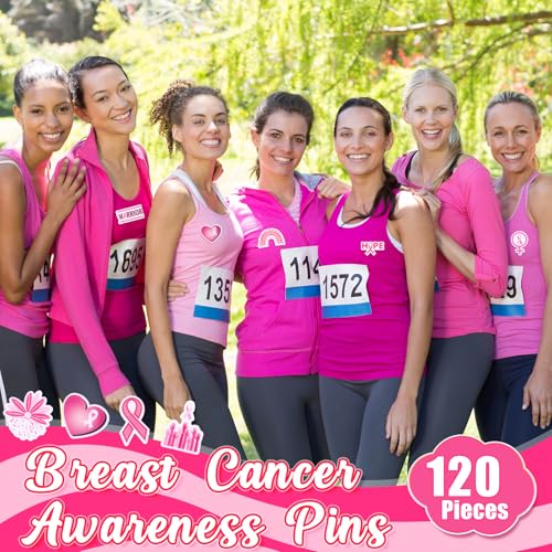 Image of Memorywuu 120 Pcs Breast Cancer Awareness Acrylic Pins Lapel Brooch