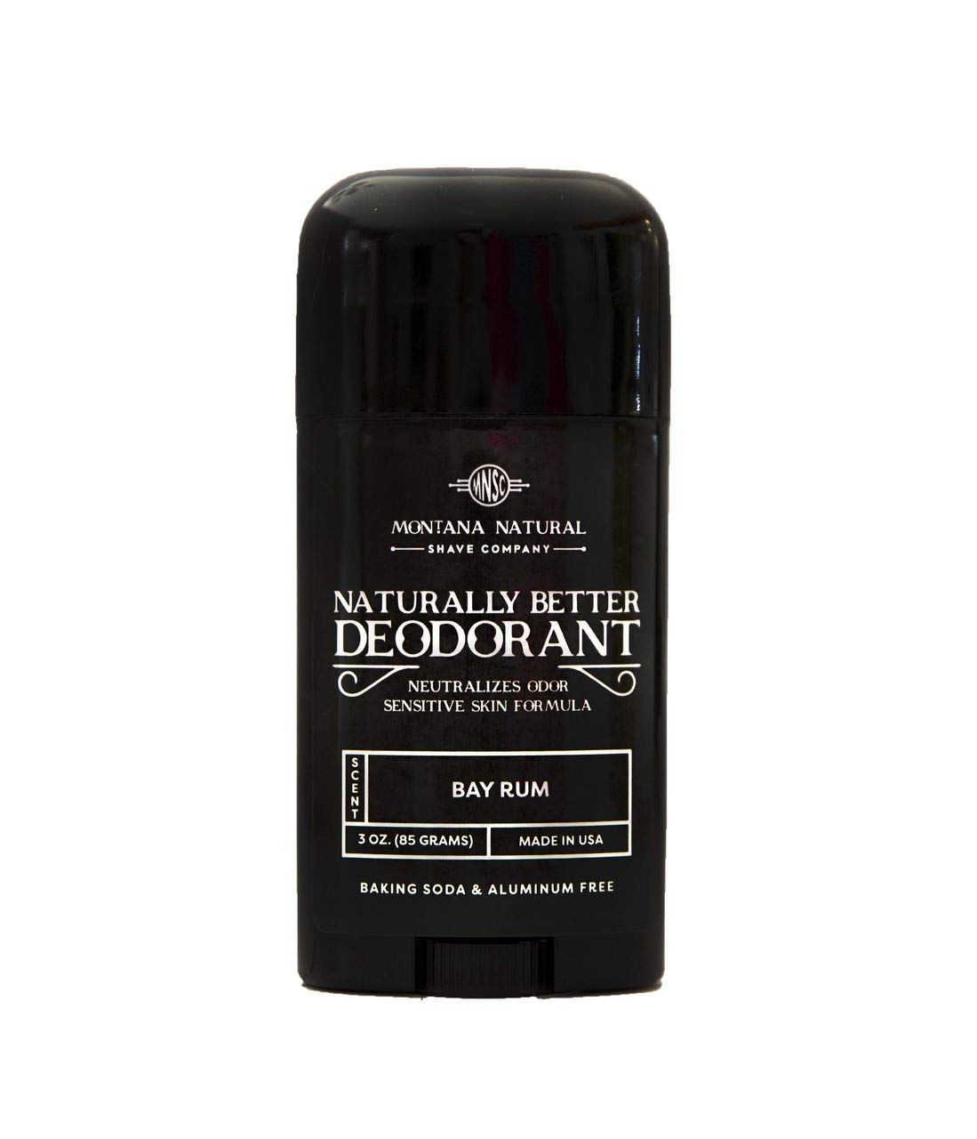 MNSC Bay Rum Naturally Better Deodorant - Magnesium and Activated Charcoal - Sensitive Skin Formula, Aluminum-Free, Baking Soda-Free, All-Natural, Plant-Derived, Made in USA
