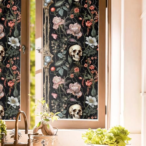 Vinilo decorativo floral oscuro rosa 16"x118" para ventana miniatura 1