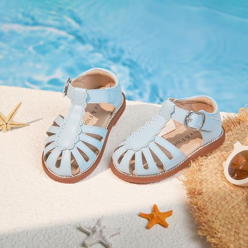 Image of Felix & Flora Toddler Girls Sandals Soft Rubber Princess Flat Shoes Flower Girl Shoes