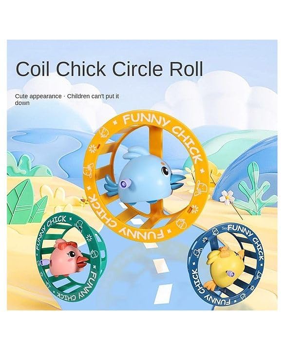 Image of Funny Chick Running Toy for Kids, Wind-Up Walking Chick with Wheel, Cute Cartoon Funny Toy, Windup Crawling & Rolling Fun Toy Gift for Boys Girls Toddlers (Multicolor)