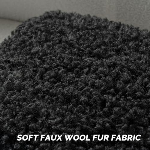 FUTEI Black Decorative Throw Pillow Covers 26x26 Inch Set of 2,Soft Fluffy Faux Wool Fur Boucle Textured Euro Pilllow Sham,Modern Home Decor for Couch Bed Living Room Office