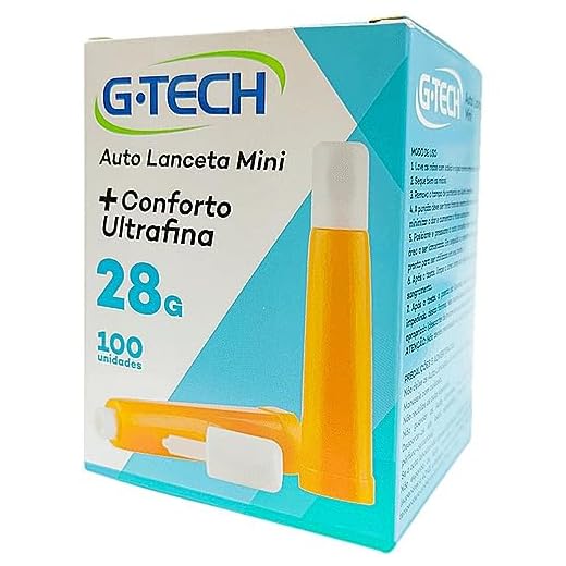 Auto Lanceta G-Tech Mini 28G caixa com 100 unidades