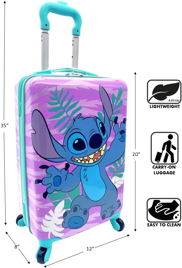 Vista 4 de Fast Forward Maleta de mano ligera con licencia para niños, de lado duro, de 20 pulgadas, Multi colorido, Puntada