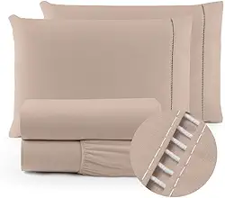 Jogo de lençol 400 fios Micropercal com elástico toque suave varios tamanhos (solteiro, casal, queen, King) (Caqui, Casal)