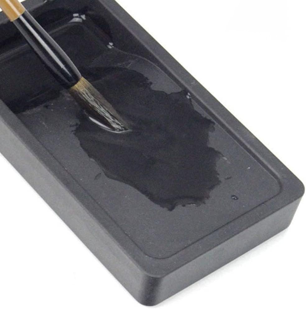 TOYANDONA Portable Inkstone 3-Piece Set Double-Sided Lightweight Inkslab for Students Chinese Calligraphy Supplies Compact 5.51X3.07X0.82In Drawing Ink Well for Calligraphy Practice