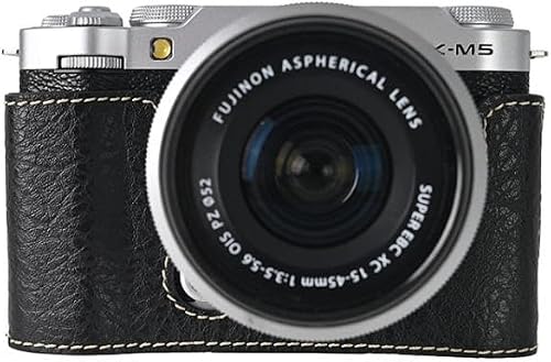 For FUJIFILM X-M5 Litchi Texture PU Leather Camera Half Case Base(Black)