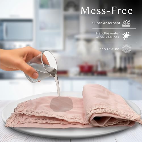 Ramanta Home Linen Flax Cloth Napkins Set of 24 Pink, 18x18 Inch | Easter Premium Cotton Linen Flax Lace Soft & Durable | Washable Ideal for Spring Basket Décor, Wedding Parties, Kitchen, Everyday Use by Ramanta Home - Used condition - Image 8