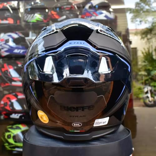 Capacete Esportivo Com Oculos Solar Interno Bieffe B-Fast Strak Preto Azul - 60