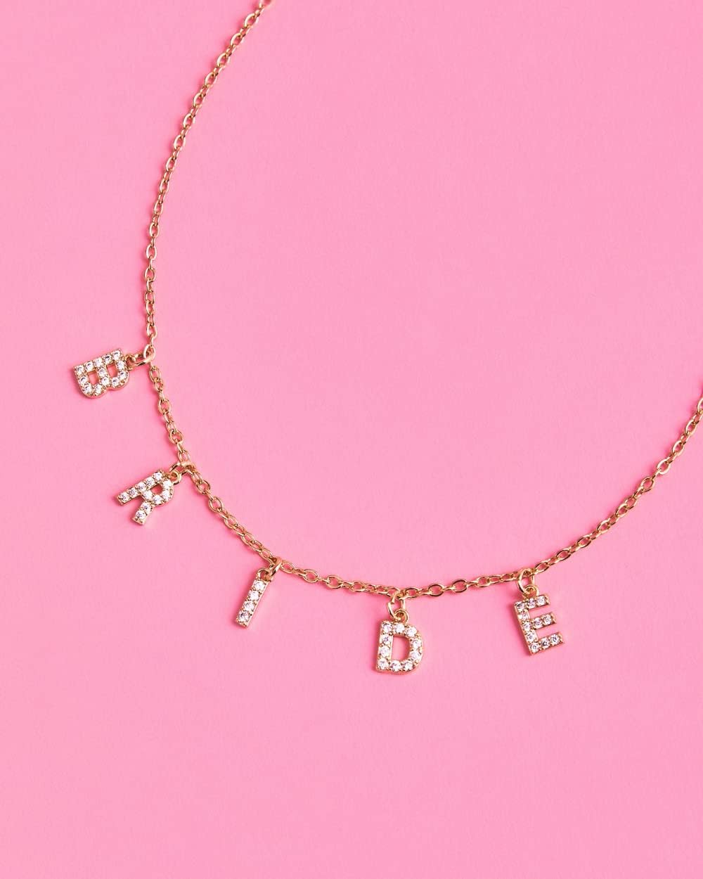 xo, Fetti Bride Pave Necklace, 14" Choker, Gold Charm Letter Cubic Zirconia Jewelry | Bachelorette Party Decorations, Bridesmaid Gift, Bridal Shower, Wedding