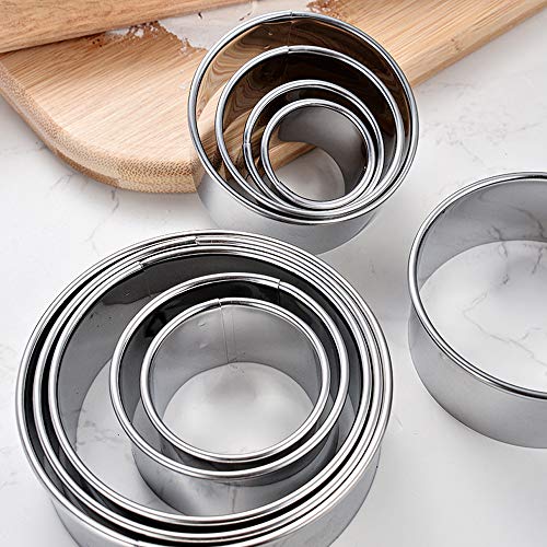 Rihai Stainless Steel Round Cookie Cutter Set, 12 Circular Biscuit Cutters Round Donut Ring Molds For Baking 1.2 Inch Height #TOP3