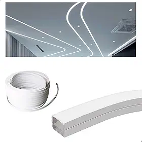 Perfil Flexível para Fita LED 2m IP68 – Sobrepor, à Prova d’Água, Uso Externo e Interno