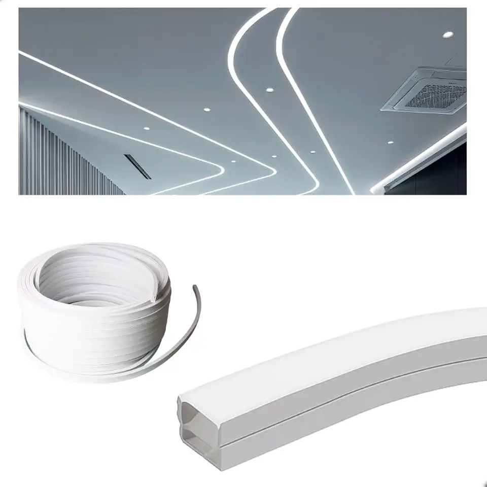 Perfil Flexível para Fita LED 2m IP68 – Sobrepor, à Prova d’Água, Uso Externo e Interno