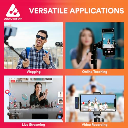 Image of Audio Array Solo Wireless Lapel Over Ear Mic|in-Built ANC,Plug N Play,LongBattery Life,Ultra-Low Latency,Upto 30M Range|Compatible with iPhone&Android|Vlogging,Streaming,Teaching,YouTube,Black|AM-W16