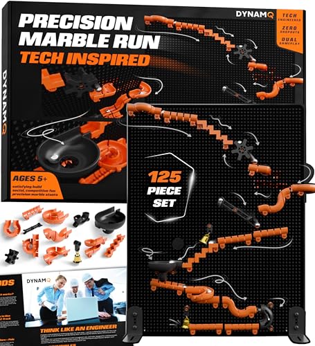 Precision Marble Run - 125 Piece STEM Building Set - Educational Learning Science Toys Kits for Kids Ages 5+ Adults - 3D Marble Maze Construction Game, Christmas Birthday Gifts for Boys, STEM Project