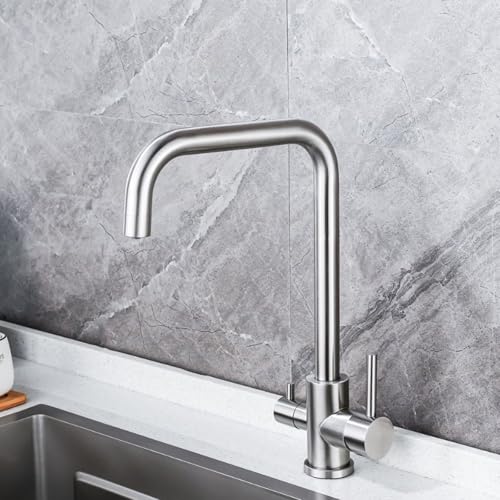 Robinet cuisine 3 voies pour eau filtrée pure sans second perçage