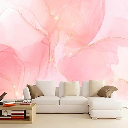 Pink Marble 3D Print Wall Mural, Modern Art Peel and Stick Wall ...
